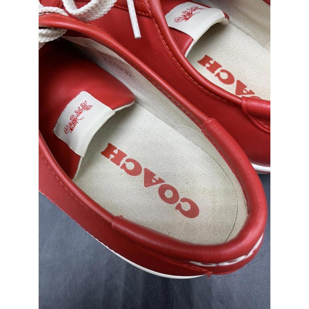 Red Coach Shoes Women's Lowline Leather Low Top Sneaker Size 8.5 B Red White - Picture 9 of 15